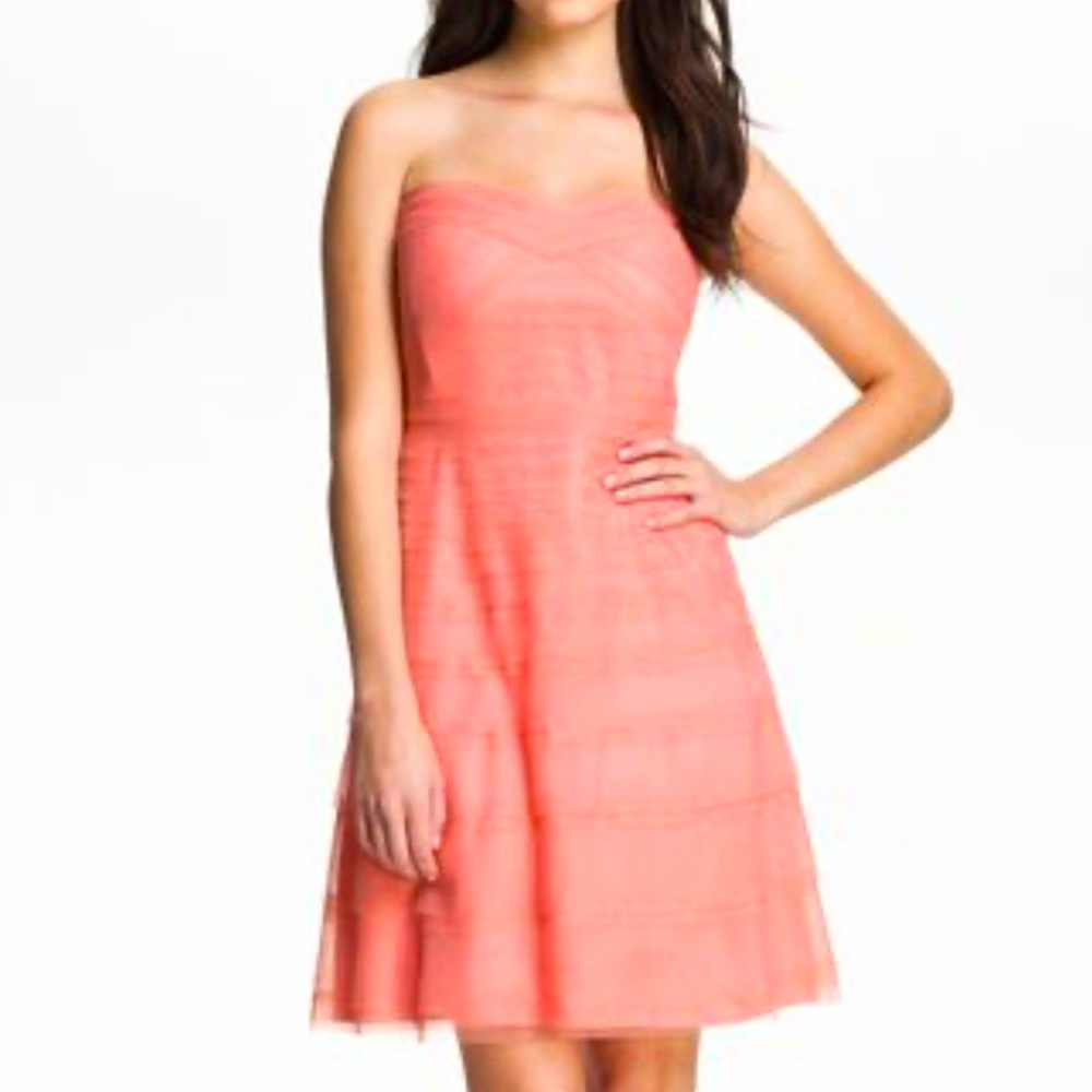 Strapless layered tulle dress by Donna Morgan
